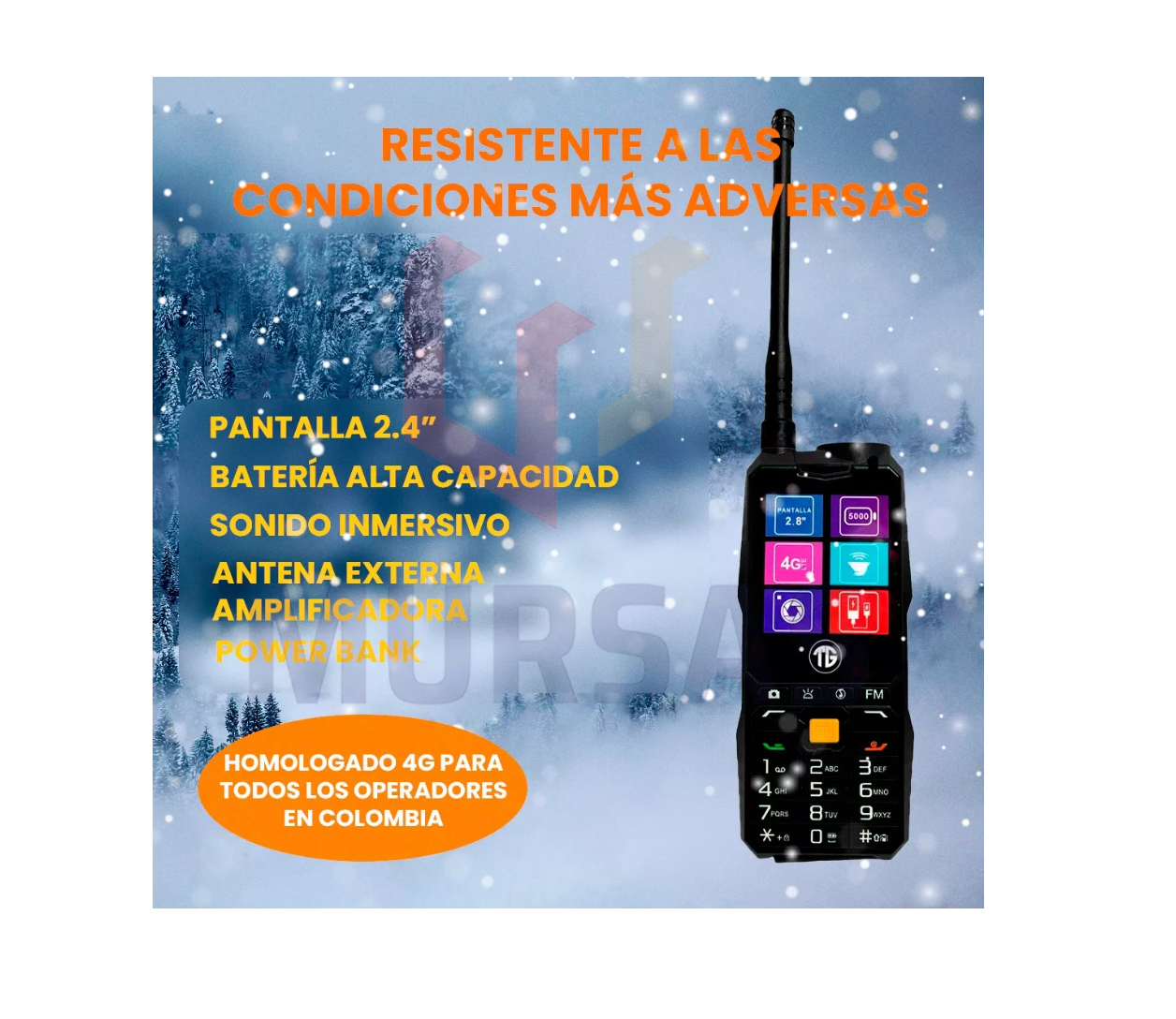 CELULAR ROMPEMUROS DUAL SIM, 2.8", 4G, R