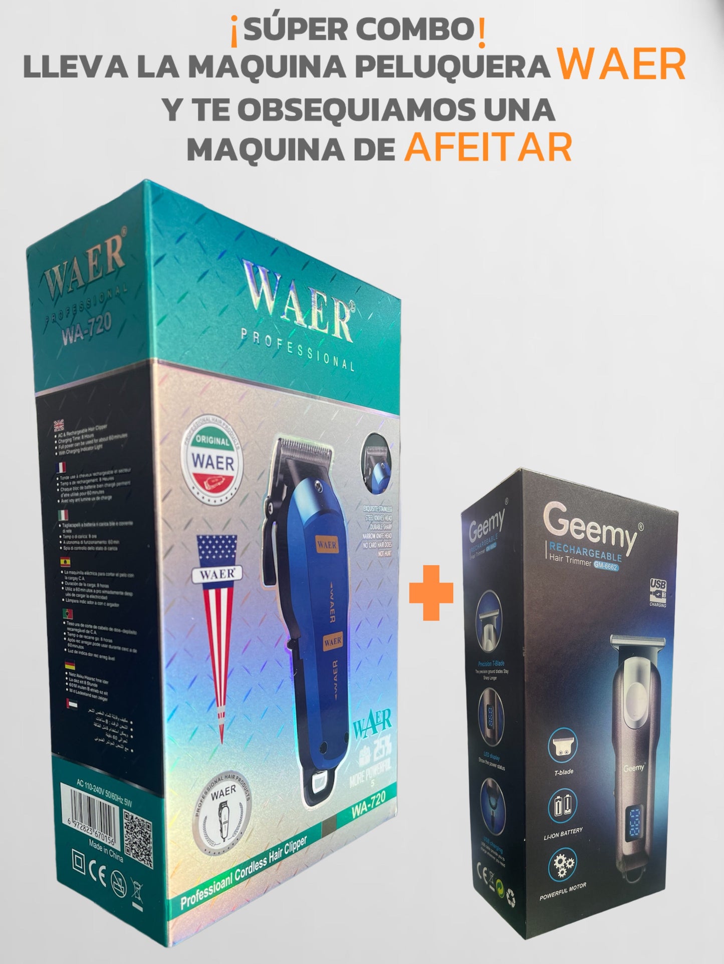 SÚPER COMBO MÁQUINA PELUQUERA + OBSEQUIO MÁQUINA DE AFEITAR