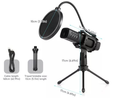 MICROFONO CON CONDENSADOR USB DE ESTUDIO